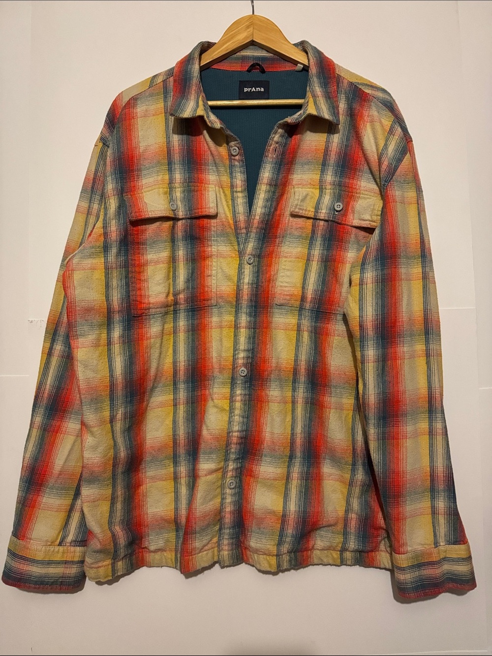 prAna Mens XL Plaid Shacket Flannel Shirt Jacket Thermal Lined Gorpcore Cabin